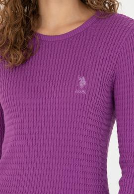 Kadın Violet Bisiklet Yaka Basic Kazak - 50269013099