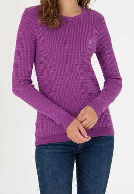 Kadın Violet Bisiklet Yaka Basic Kazak - 50269013099