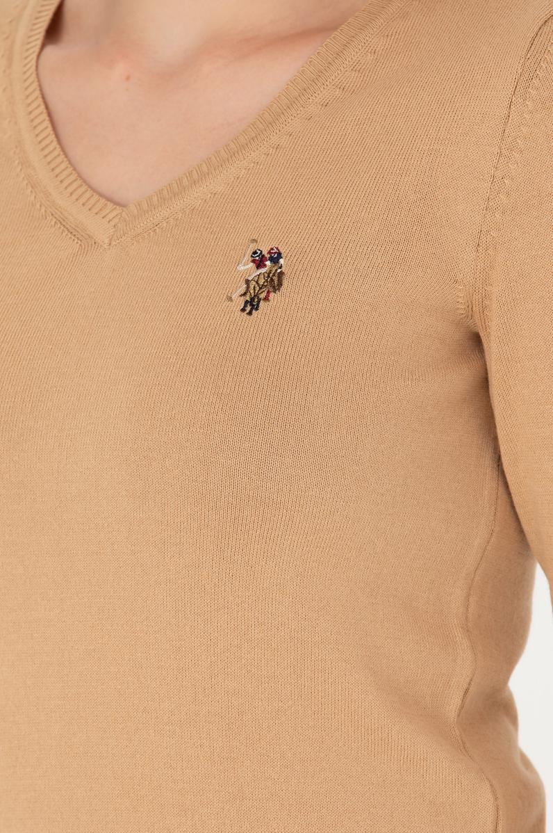 Kadın  Kum Melanj V Yaka Basic Kazak