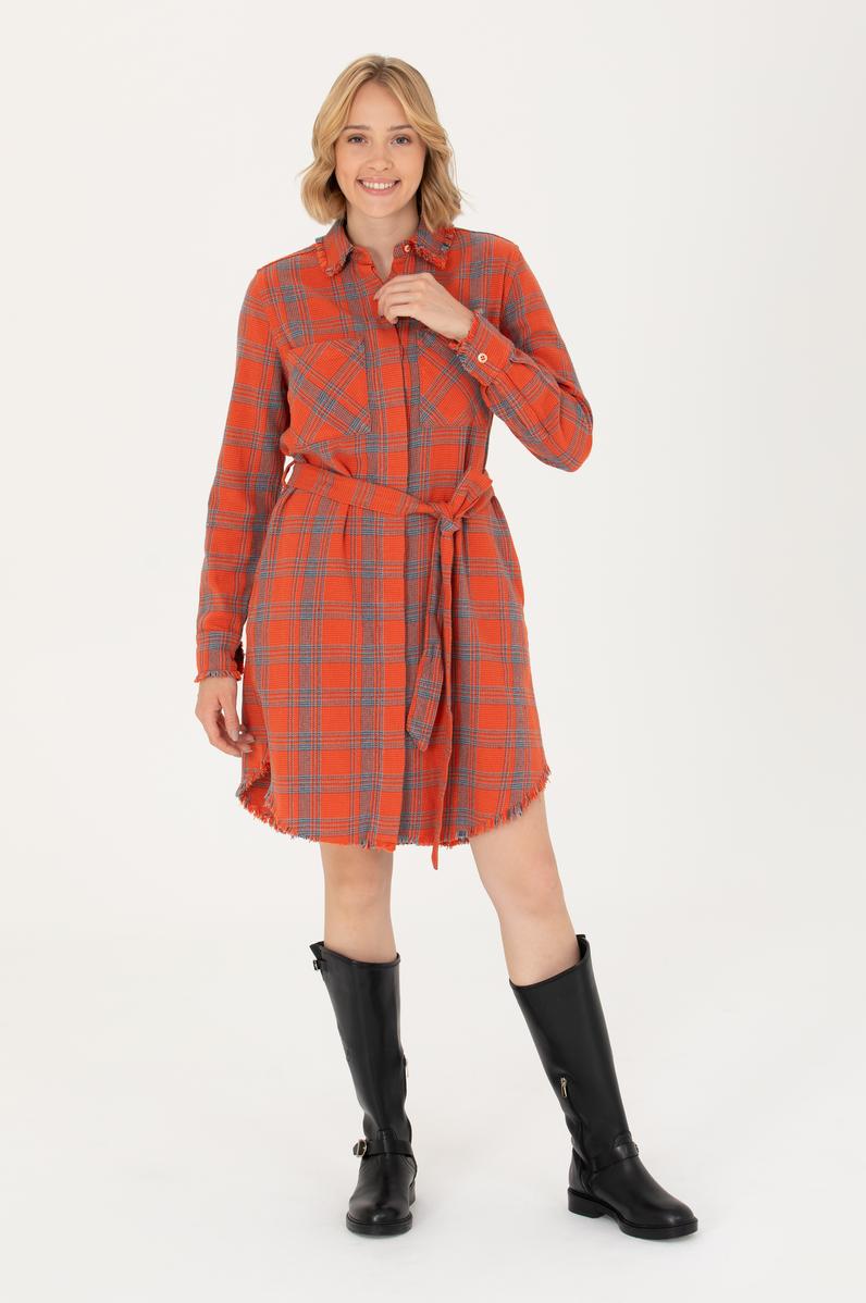 Kadın Turuncu Jean Elbise