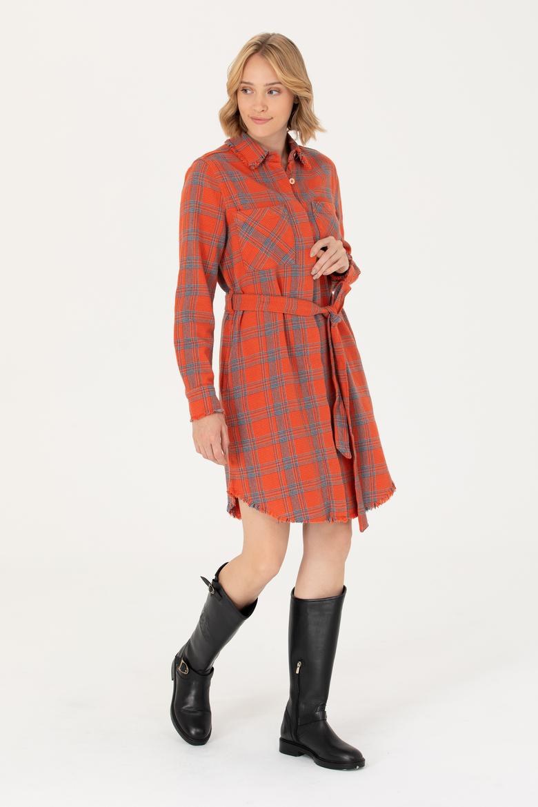 Kadın Turuncu Jean Elbise - 50271191002