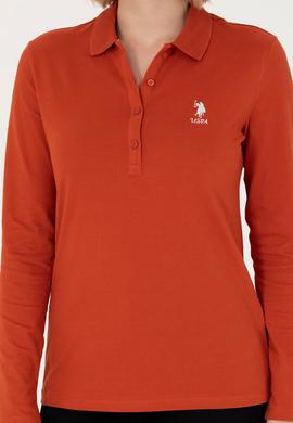 Kadın Kiremit Basic Polo Yaka Sweatshirt - 50276999024