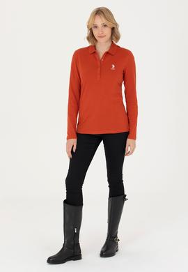 Kadın Kiremit Basic Polo Yaka Sweatshirt - 50276999024