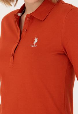 Kadın Kiremit Basic Polo Yaka Sweatshirt - 50276999024