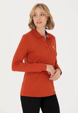 Kadın Kiremit Basic Polo Yaka Sweatshirt - 50276999024