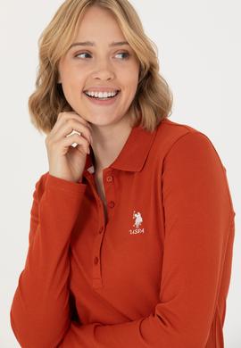 Kadın Kiremit Basic Polo Yaka Sweatshirt - 50276999024