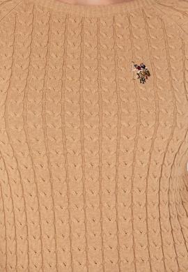 Kadın Kum Melanj Bisiklet Yaka Basic Kazak - 50269010043