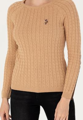 Kadın Kum Melanj Bisiklet Yaka Basic Kazak - 50269010043