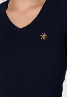 Kadın Lacivert V Yaka Basic Kazak - 50269018005