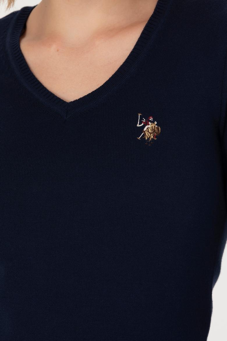 Kadın Lacivert V Yaka Basic Kazak - 50269018005