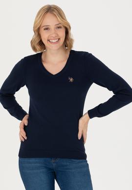 Kadın Lacivert V Yaka Basic Kazak - 50269018005