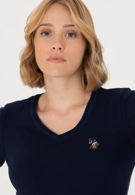 Kadın Lacivert V Yaka Basic Kazak - 50269018005