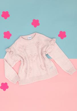 Kız Çocuk Toz Bisiklet Yaka Pembe Kazak - 50271871026