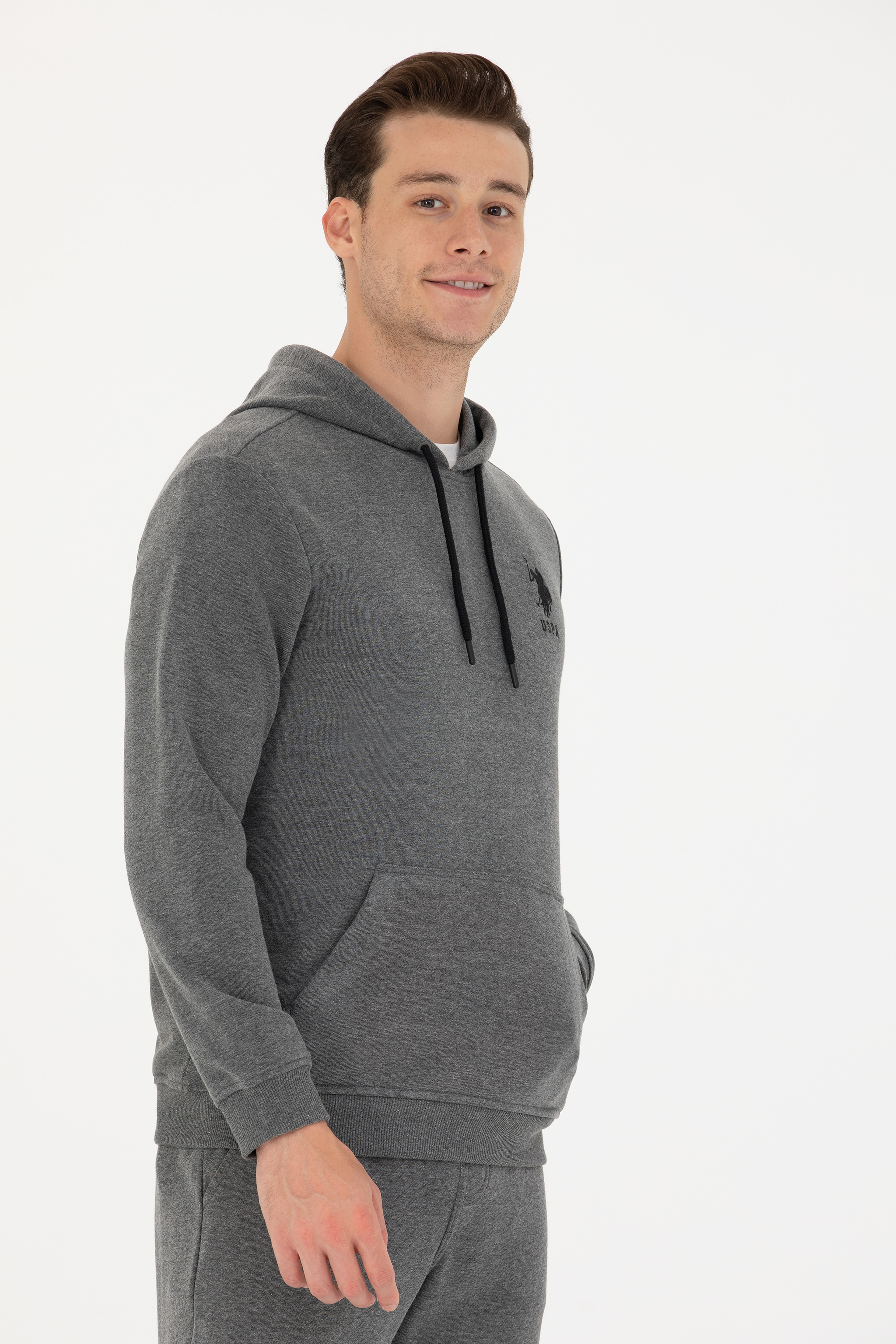 Erkek Antrasit Melanj Basic Sweatshirt - Image 3