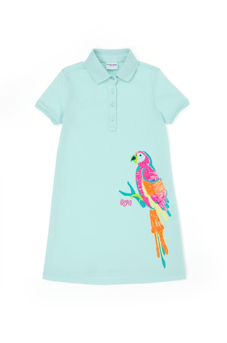 Kız Çocuk Su Yeşili Örme Elbise