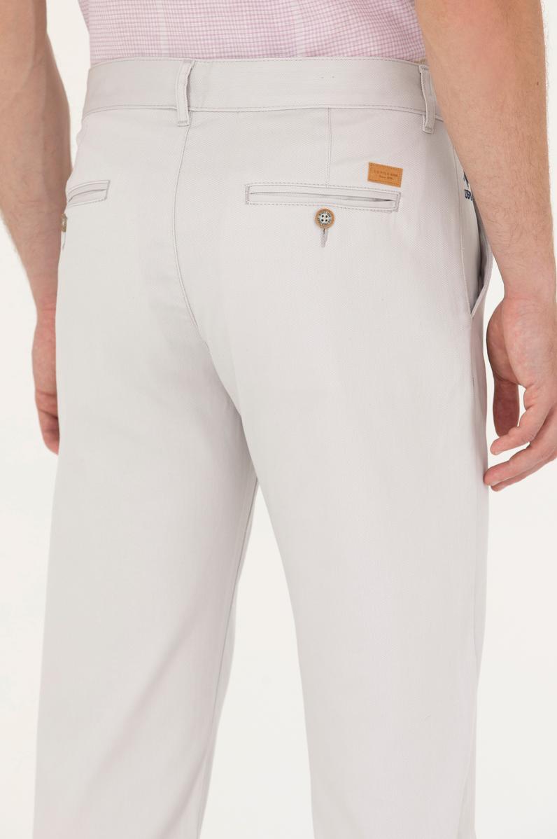 Erkek Slim Fit Açık Gri Kanvas Pantolon