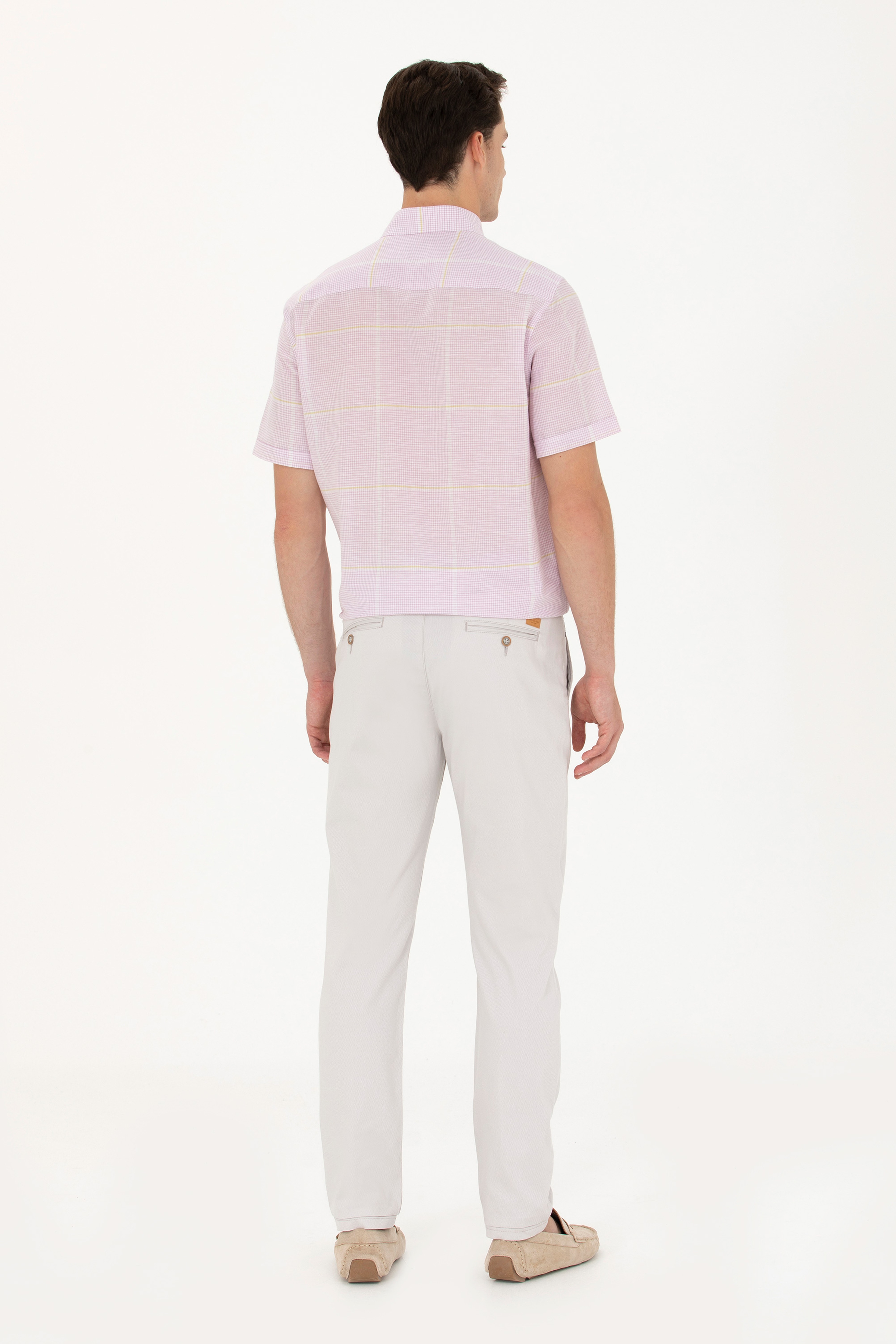 Erkek Slim Fit Açık Gri Kanvas Pantolon - Image 4