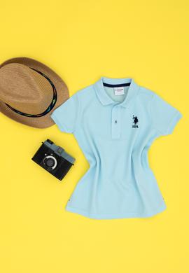 Erkek Çocuk Açık Mavi Basic Polo Yaka Tişört - 50262958166