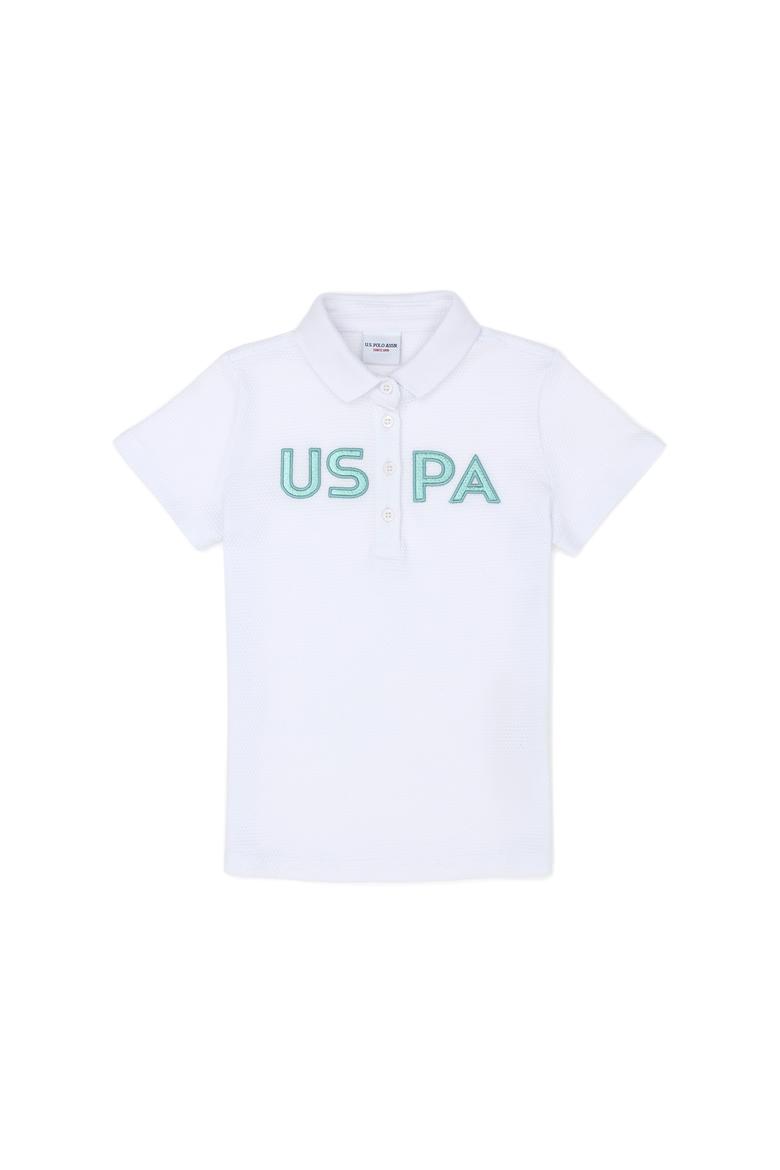 Kız Çocuk Beyaz Polo Yaka Tişört - 50263649035