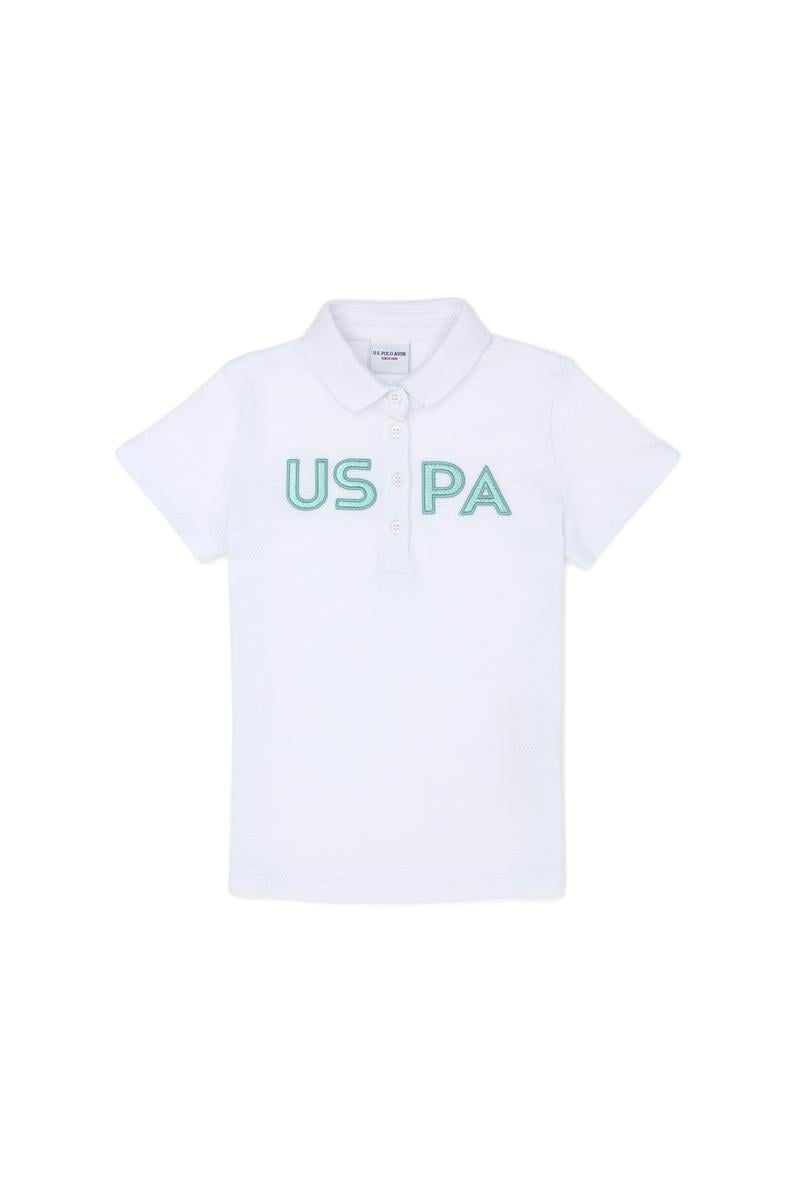 Kız Çocuk Beyaz Polo Yaka Tişört