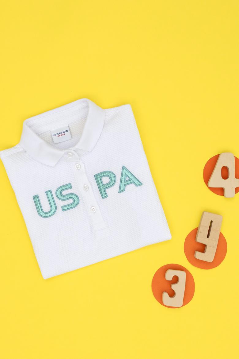 Kız Çocuk Beyaz Polo Yaka Tişört