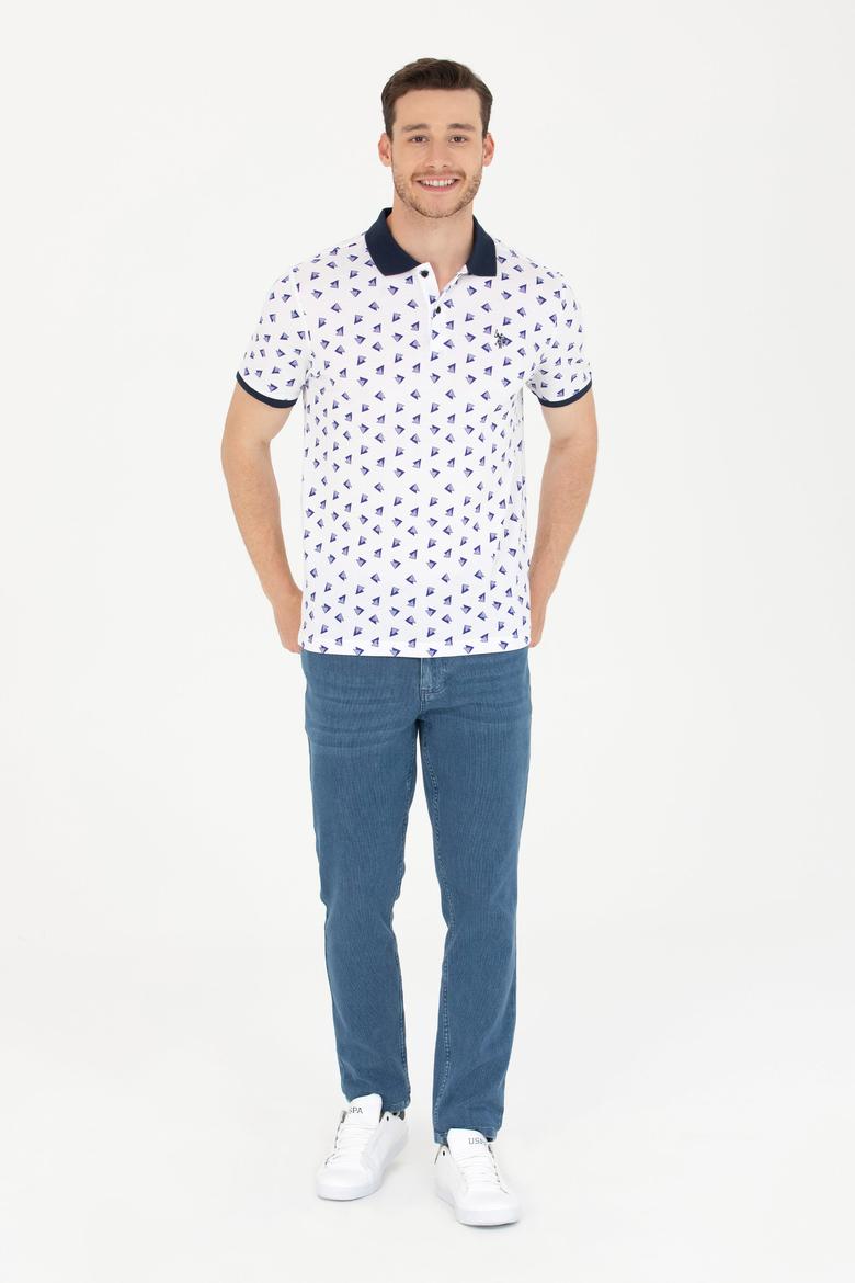 Erkek Beyaz Polo Yaka Tişört - 50276745036