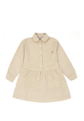 Kız Çocuk Kum Uzun Kol Dokuma Elbise - 50271199002