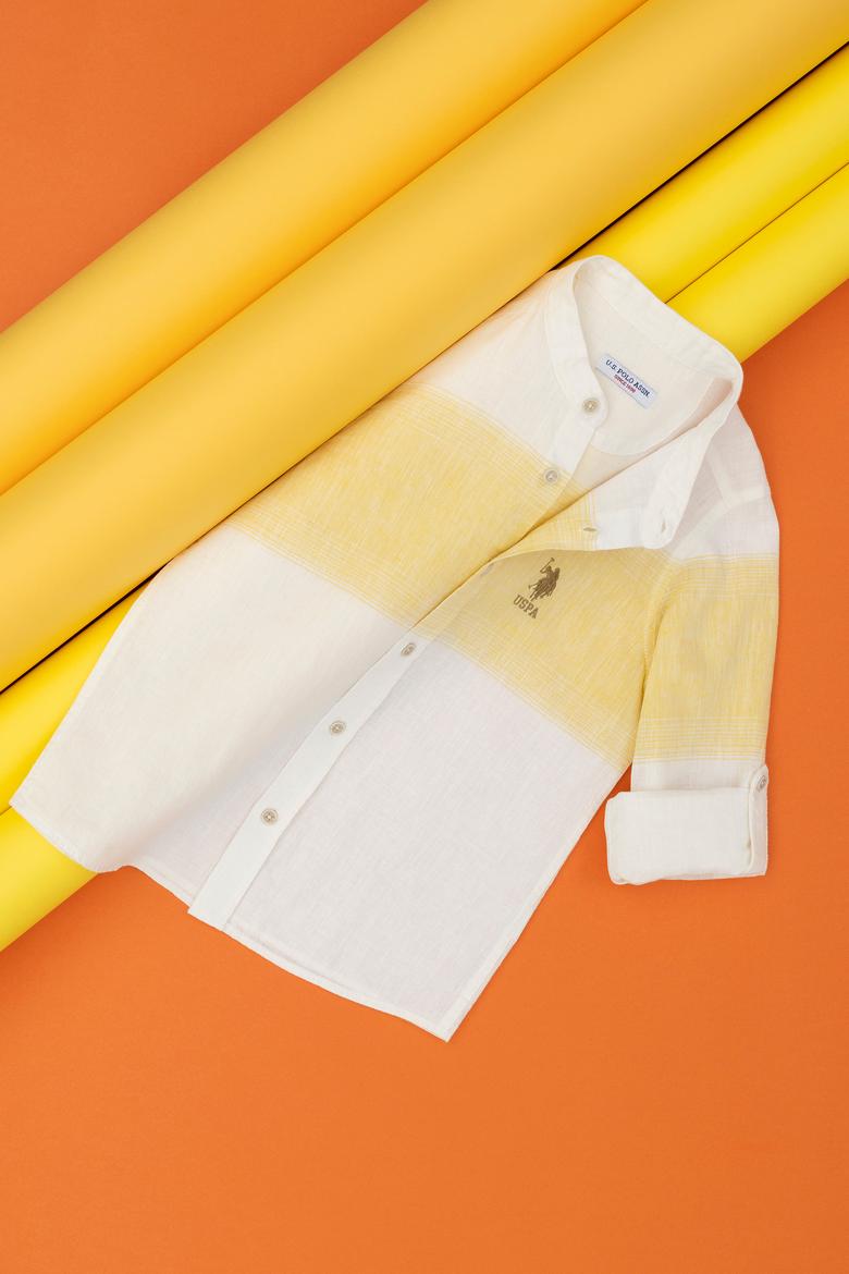 Erkek Çocuk Safran Uzun Kollu Gömlek