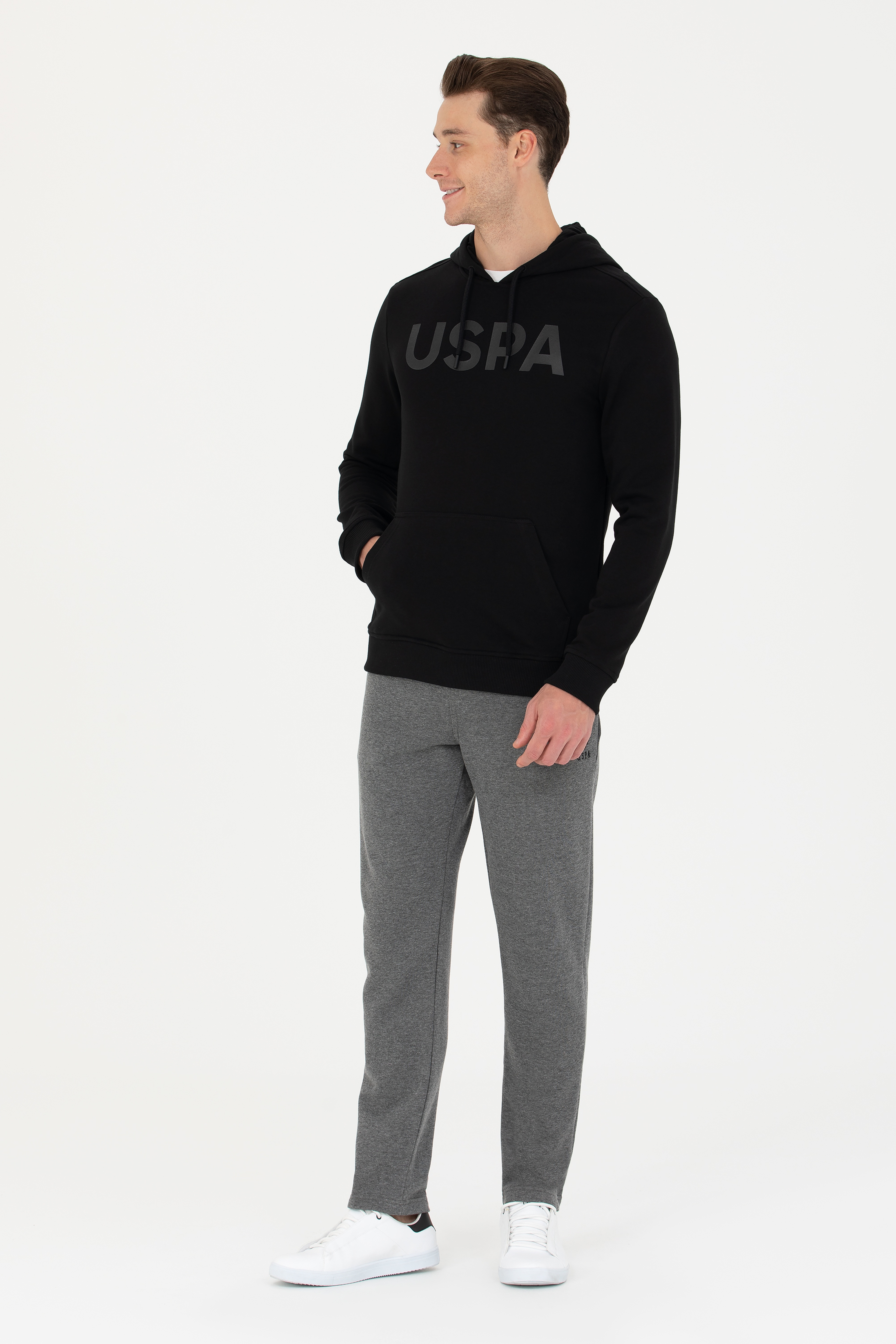 Erkek Siyah Basic Sweatshirt - Image 4