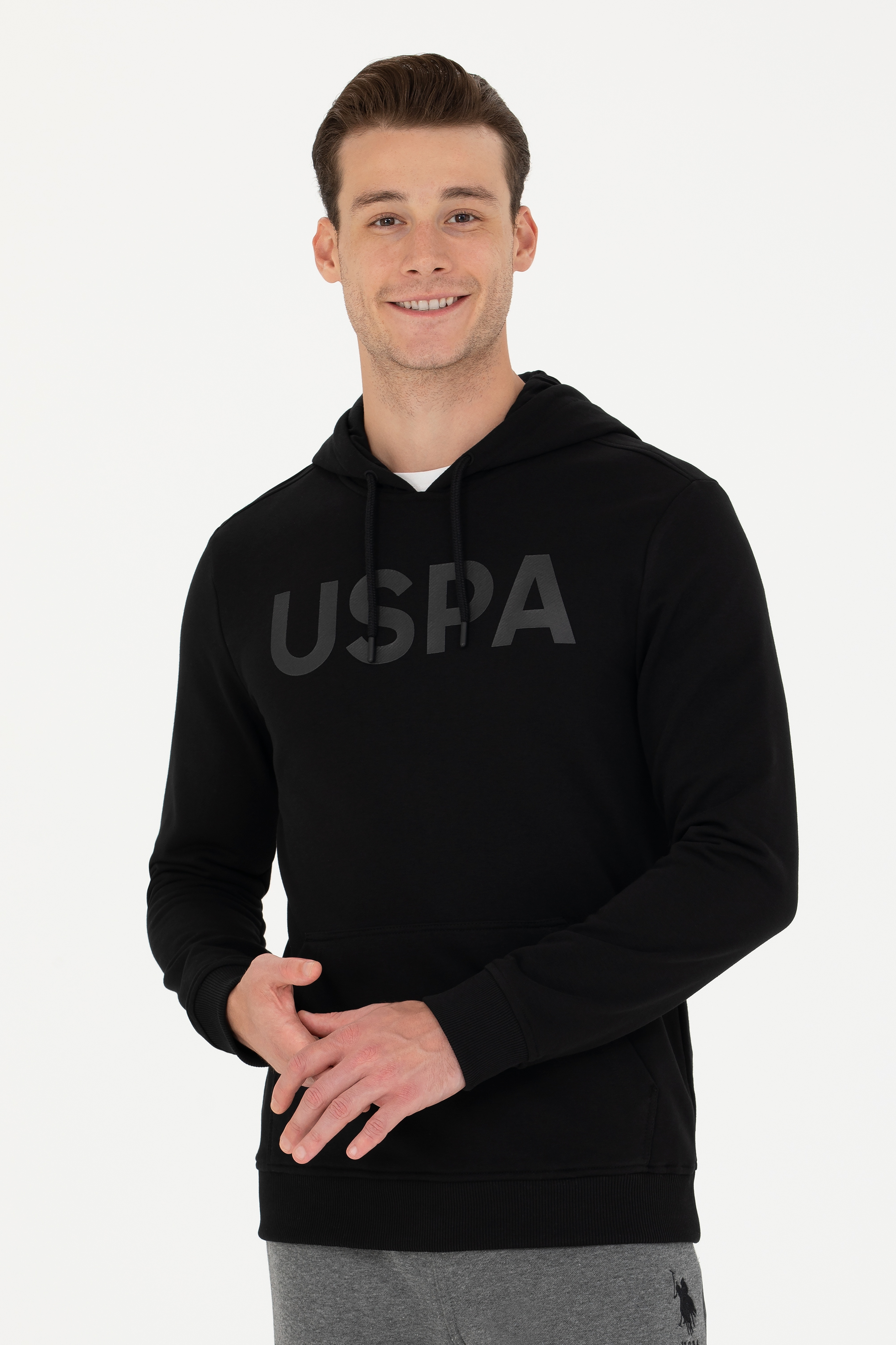 Erkek Siyah Basic Sweatshirt - Image 3