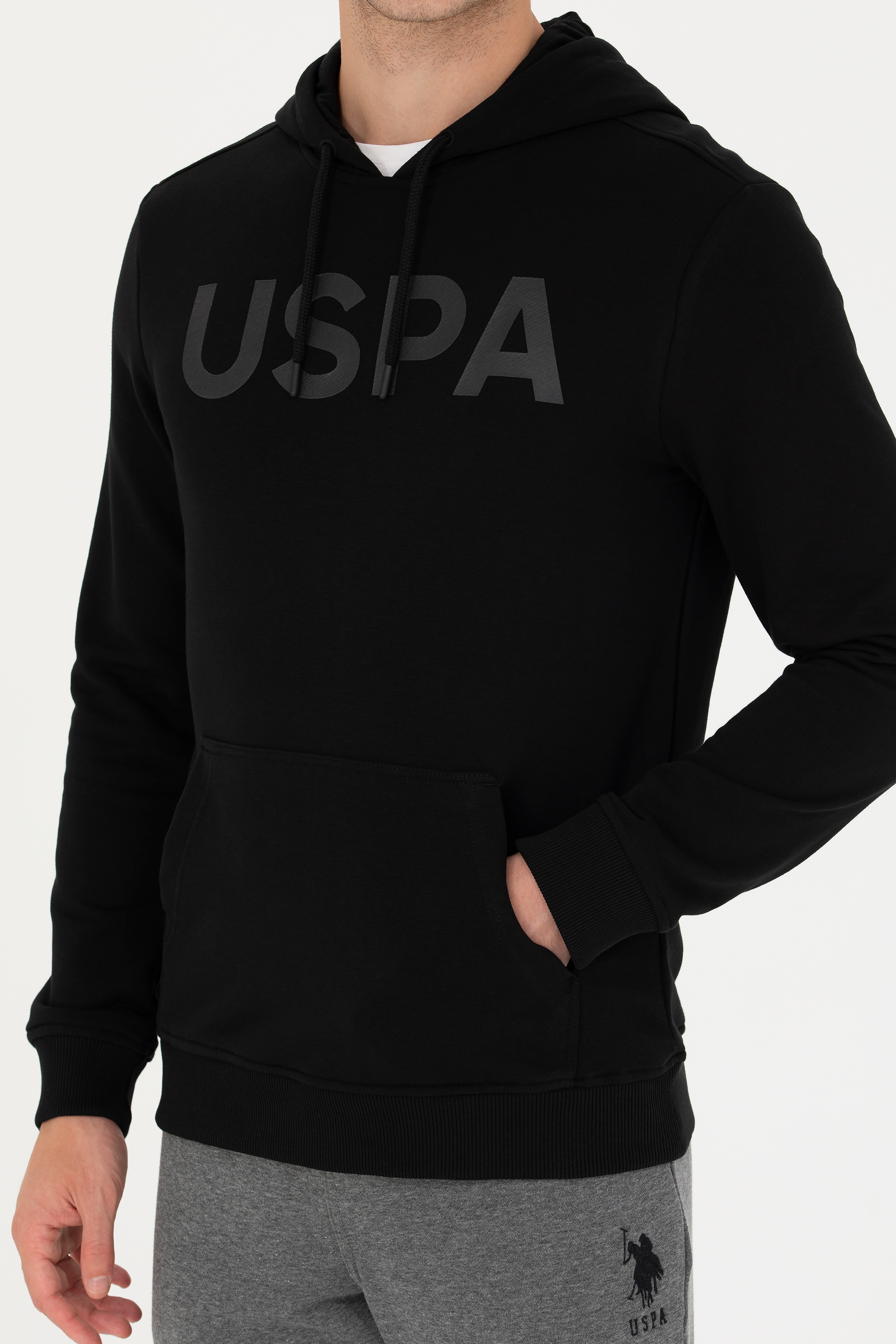 Erkek Siyah Basic Sweatshirt - Image 6