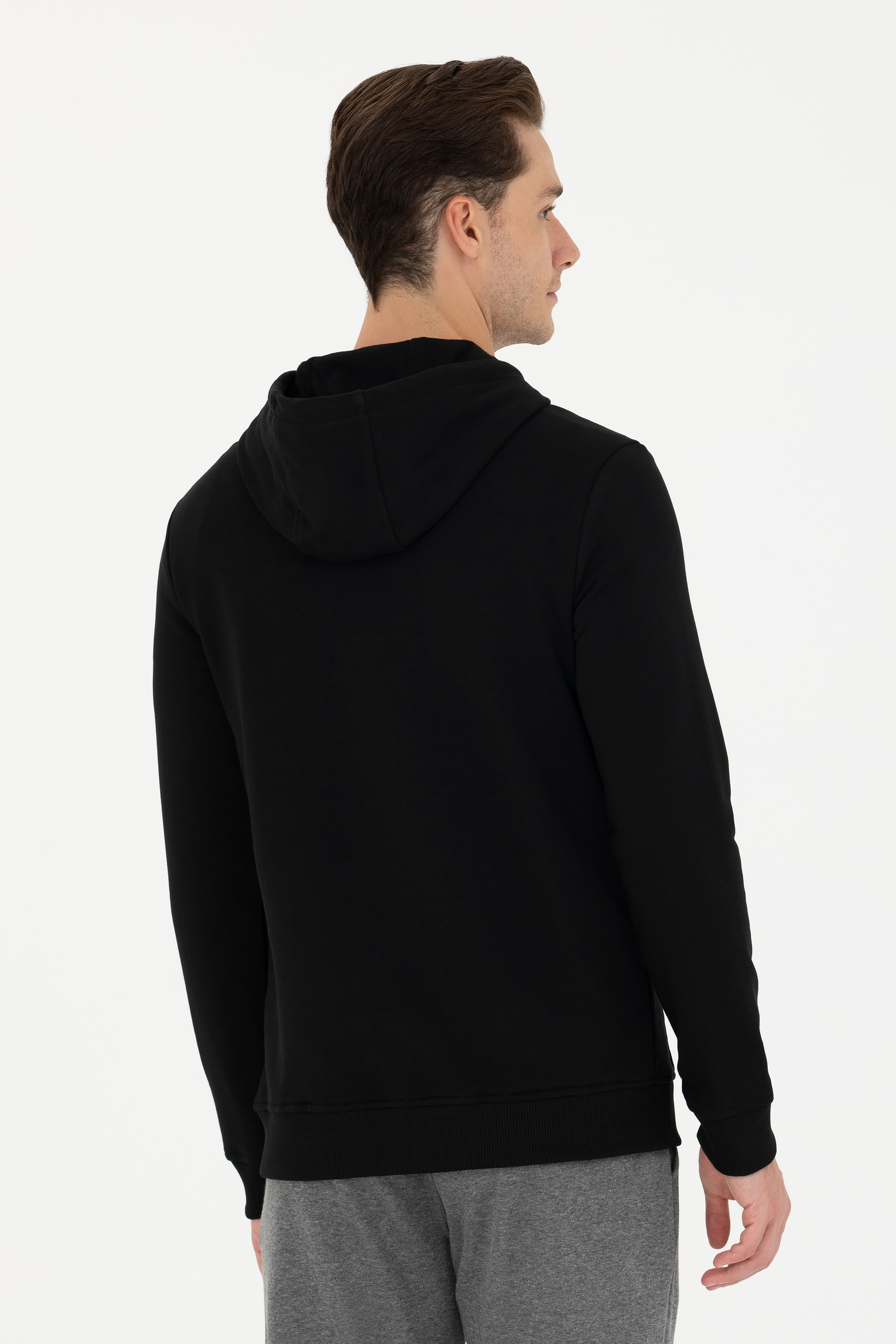 Erkek Siyah Basic Sweatshirt