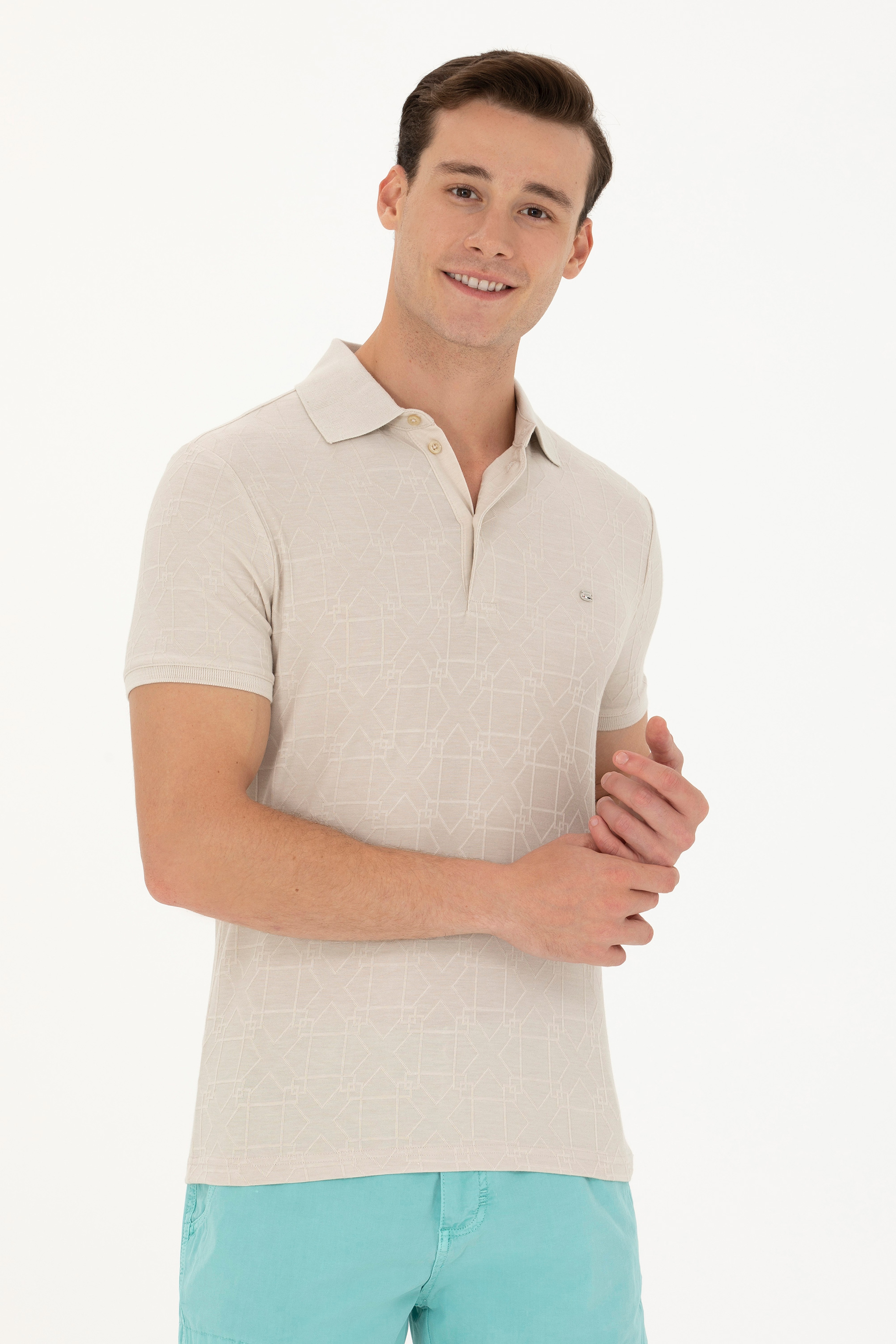 Erkek Taş Polo Yaka Tişört - Image 3