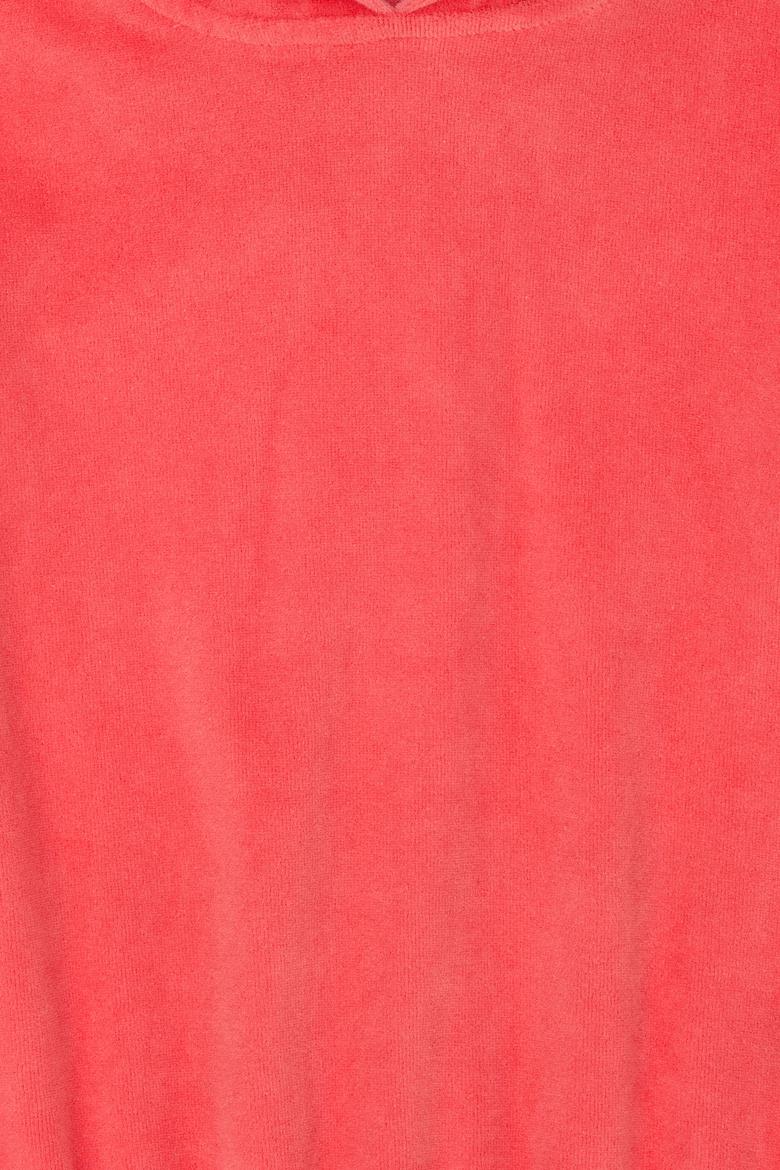 Kız Çocuk Pembe Kapüşonlu Kadife Sweatshirt - 50272420016