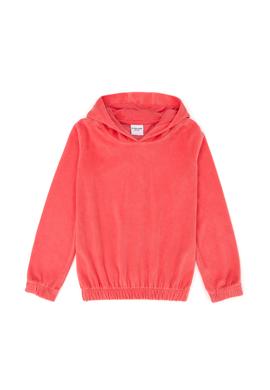 Kız Çocuk Pembe Kapüşonlu Kadife Sweatshirt - 50272420016