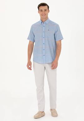 Erkek Saks Kısa Kollu Gömlek - 50263707007