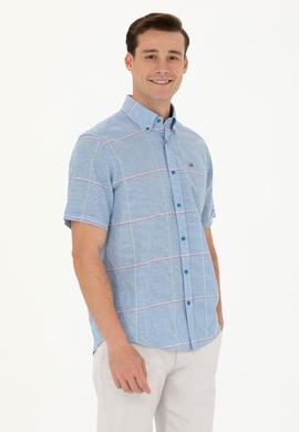 Erkek Saks Kısa Kollu Gömlek - 50263707007