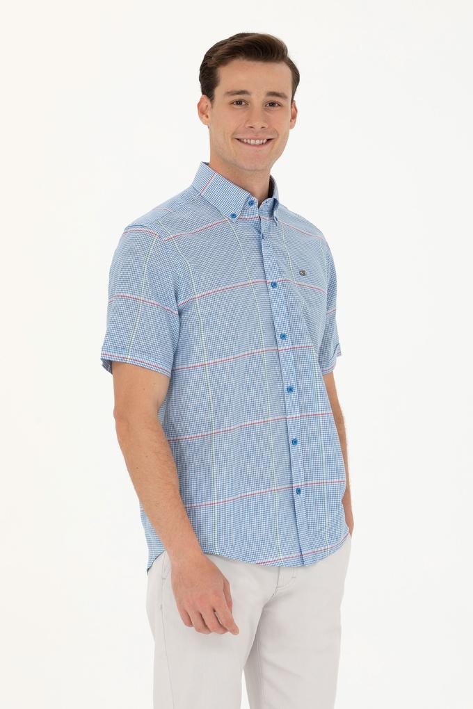 Erkek Saks Kısa Kollu Gömlek