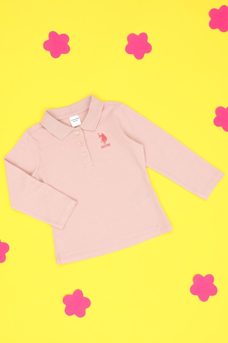 Kız Bebek Toz Pembe Basic Polo Yaka Sweatshirt