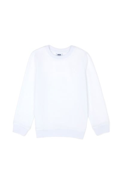 Erkek Bebek Beyaz Basic Sweatshirt
