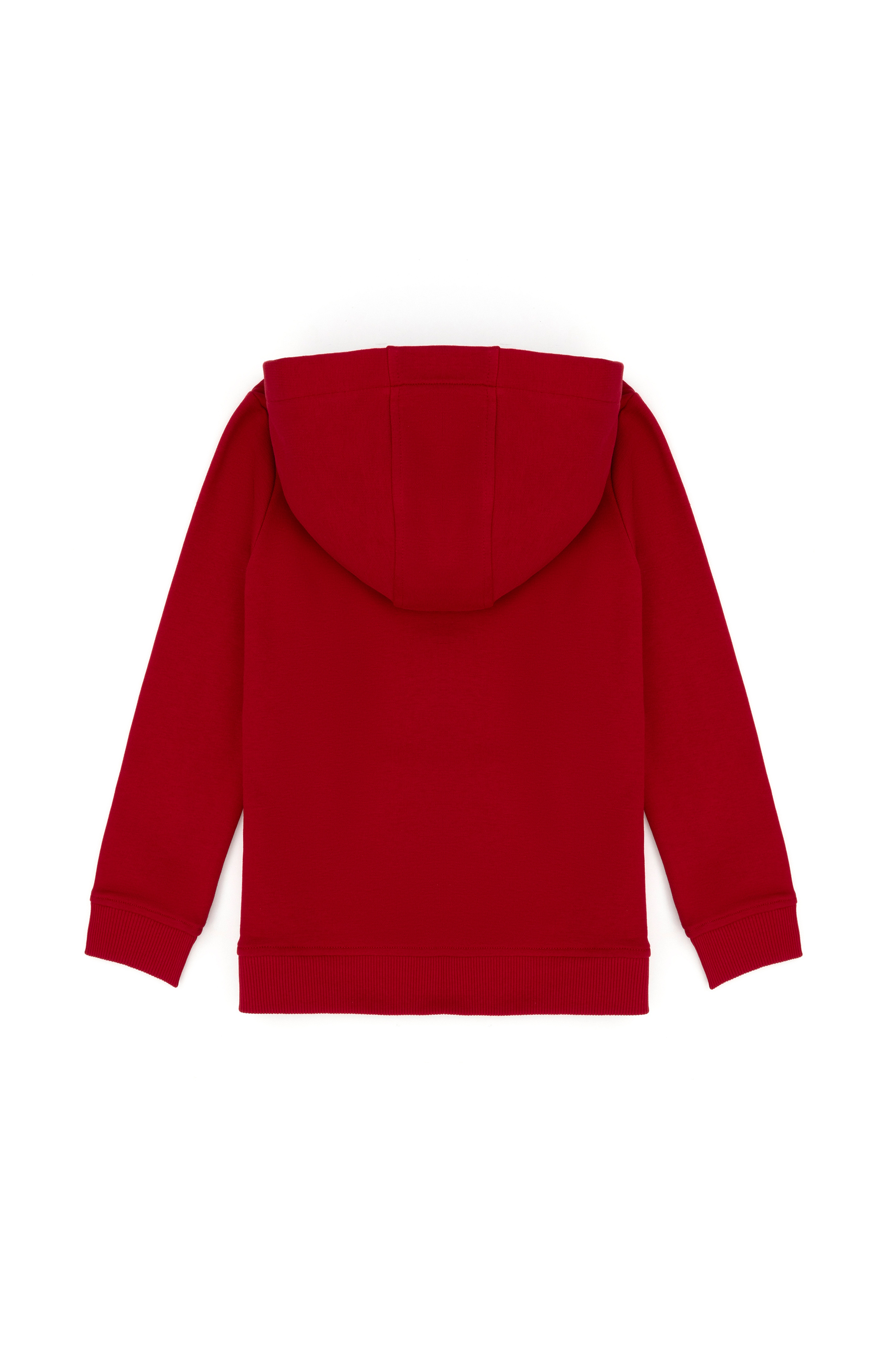 Kız Çocuk Kırmızı Basic Kapüşonlu Sweatshirt - Image 4