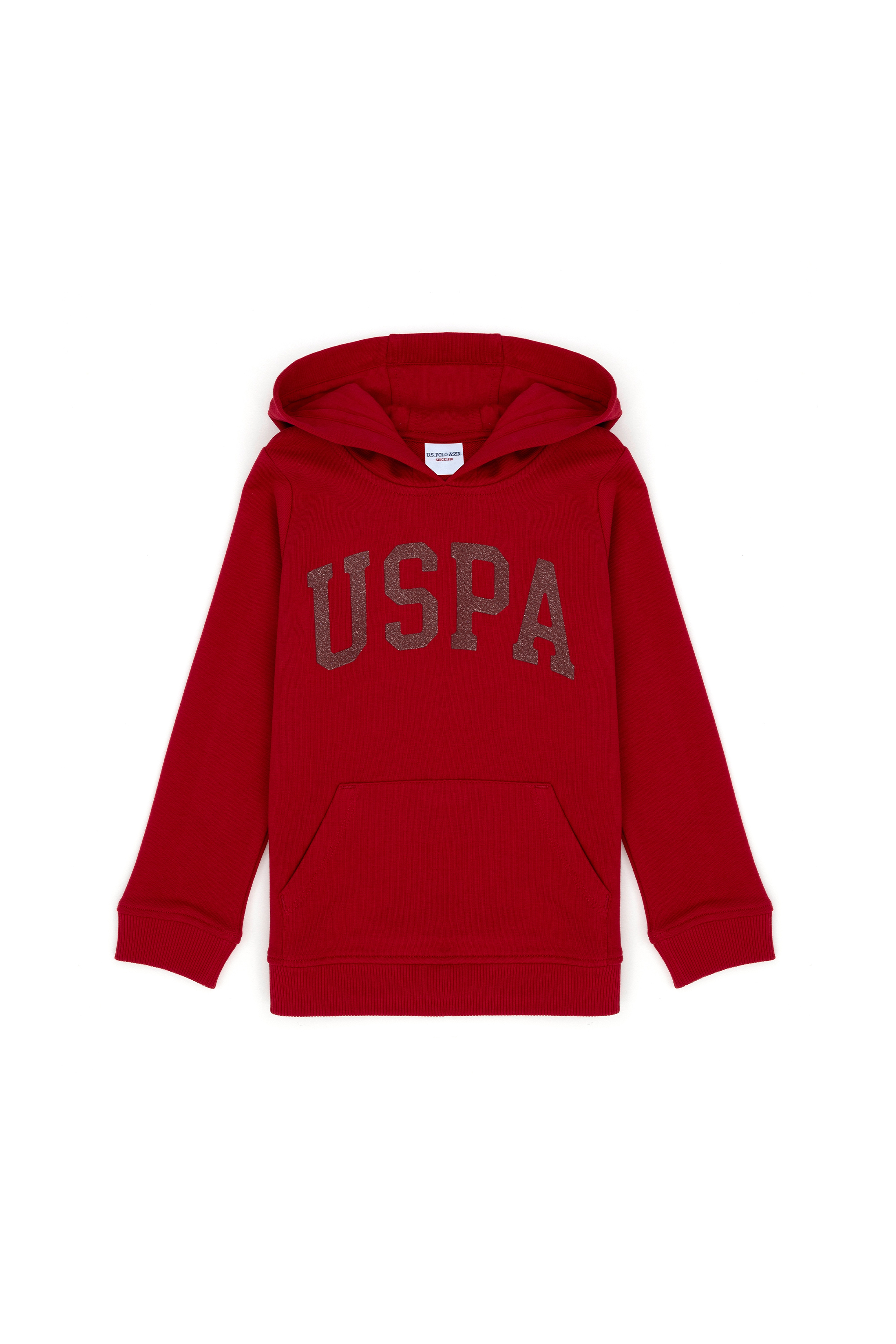 Kız Çocuk Kırmızı Basic Kapüşonlu Sweatshirt - Image 3