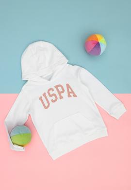 Kız Çocuk Ekru Basic Kapüşonlu Sweatshirt - 50276872051