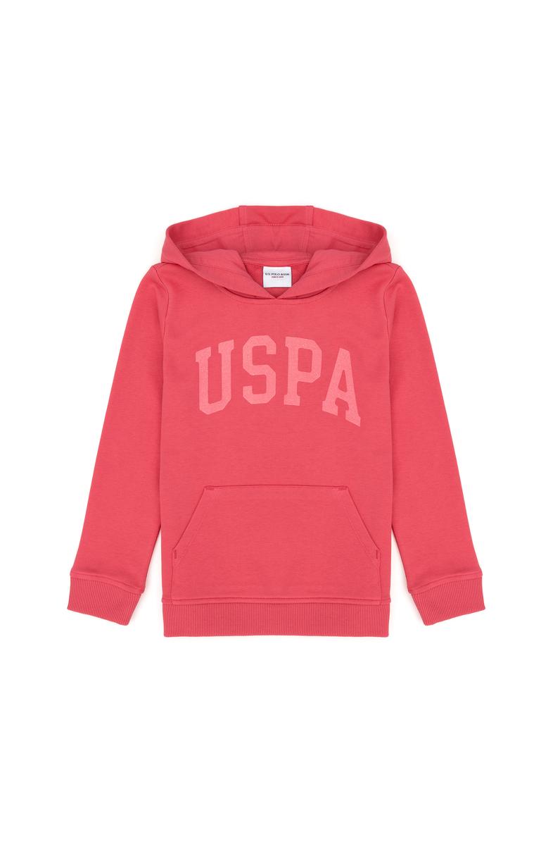 Kız Çocuk Pembe Basic Kapüşonlu Sweatshirt