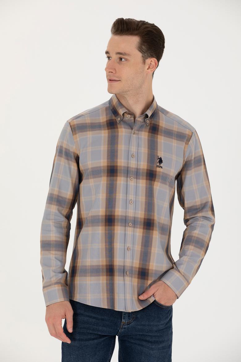 Erkek Ekoseli Camel Gömlek