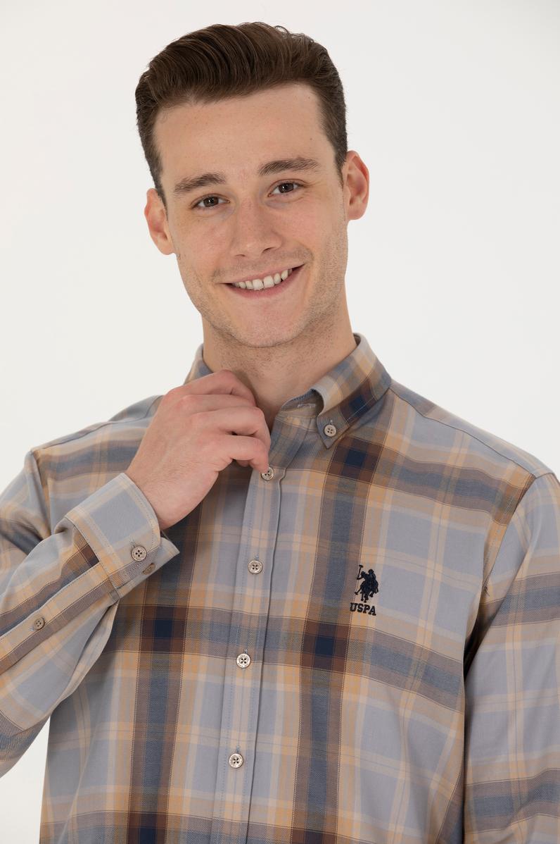 Erkek Ekoseli Camel Gömlek