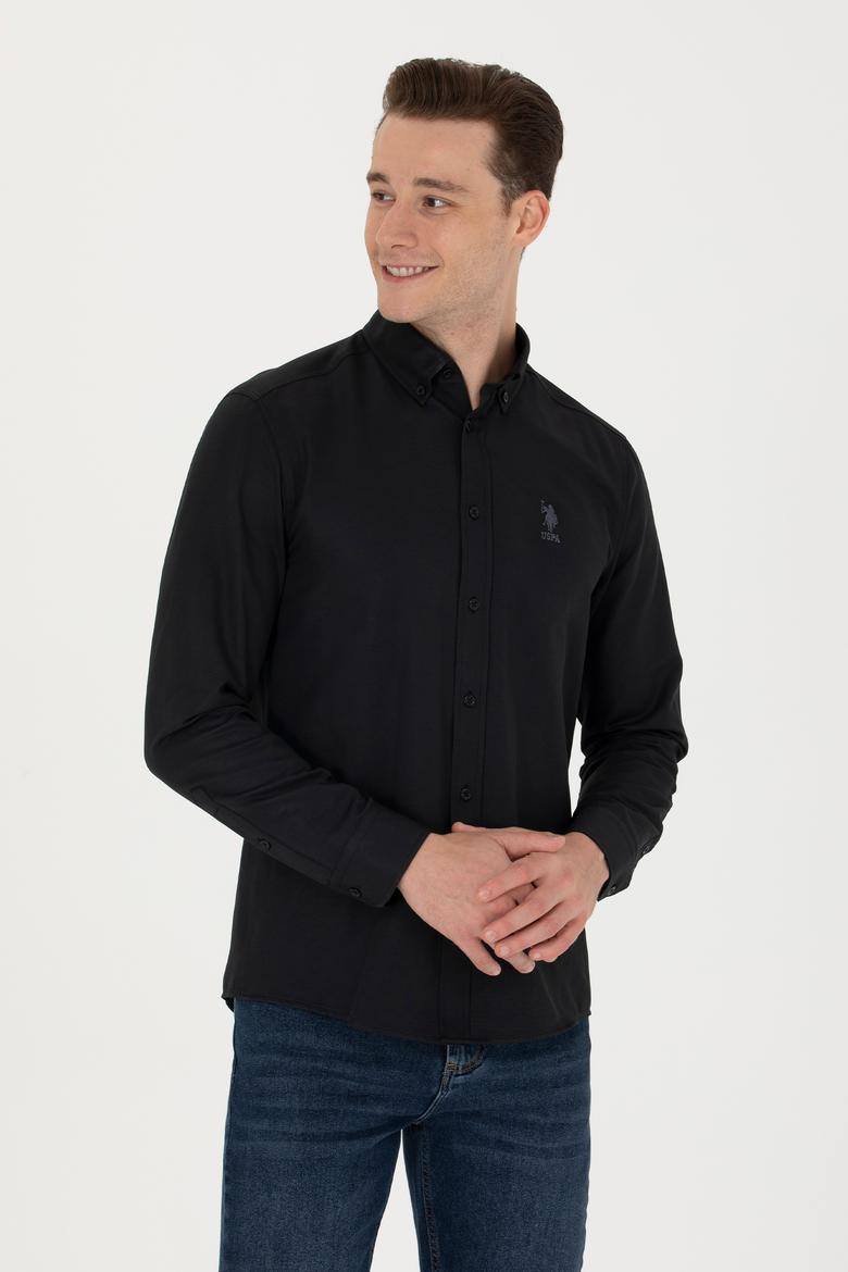 Erkek Siyah Uzun Kollu Basic Gömlek