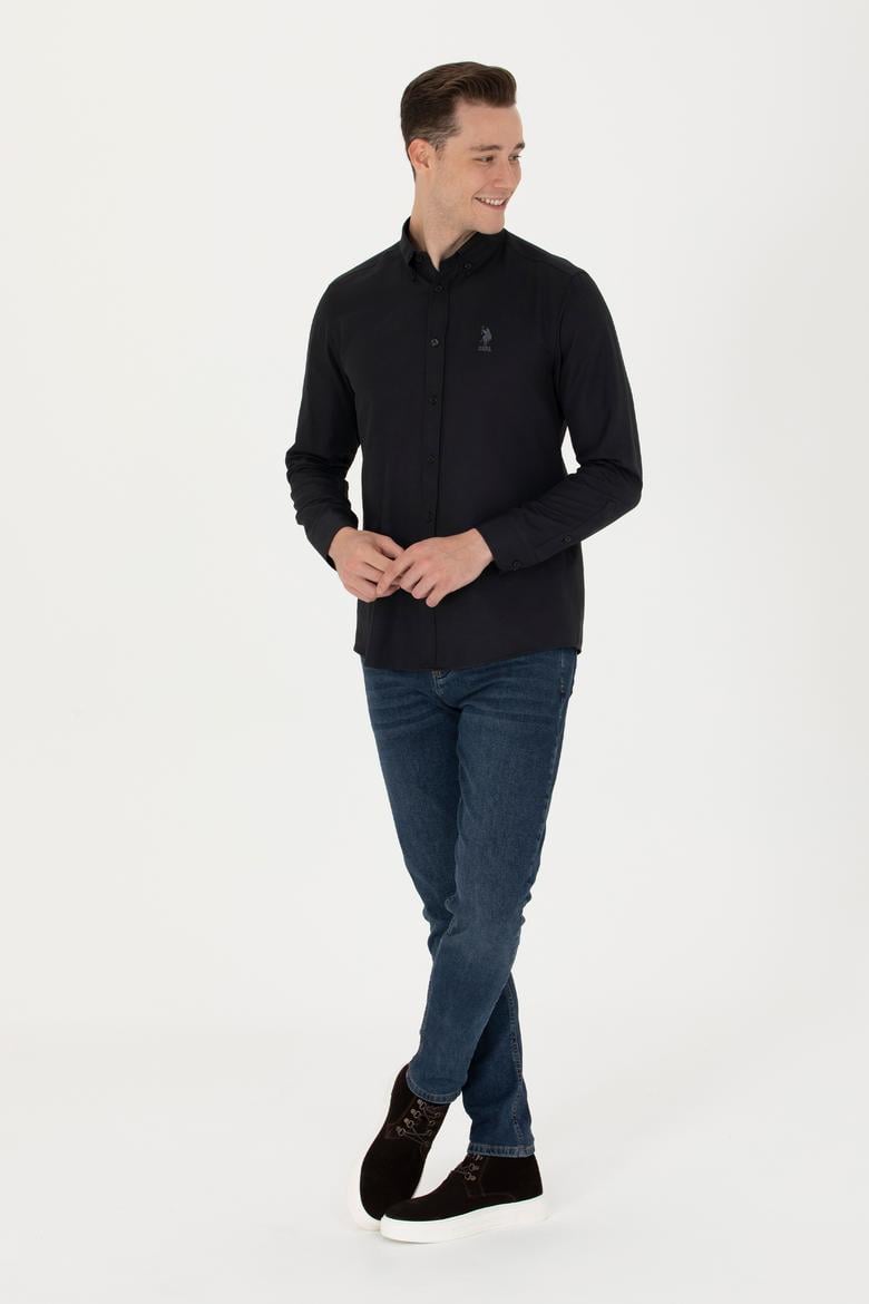Erkek Siyah Uzun Kollu Basic Gömlek - 50271274134