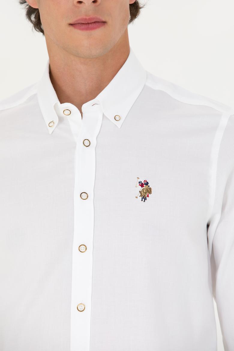 Erkek Beyaz Uzun Kollu Basic Gömlek - 50271276018