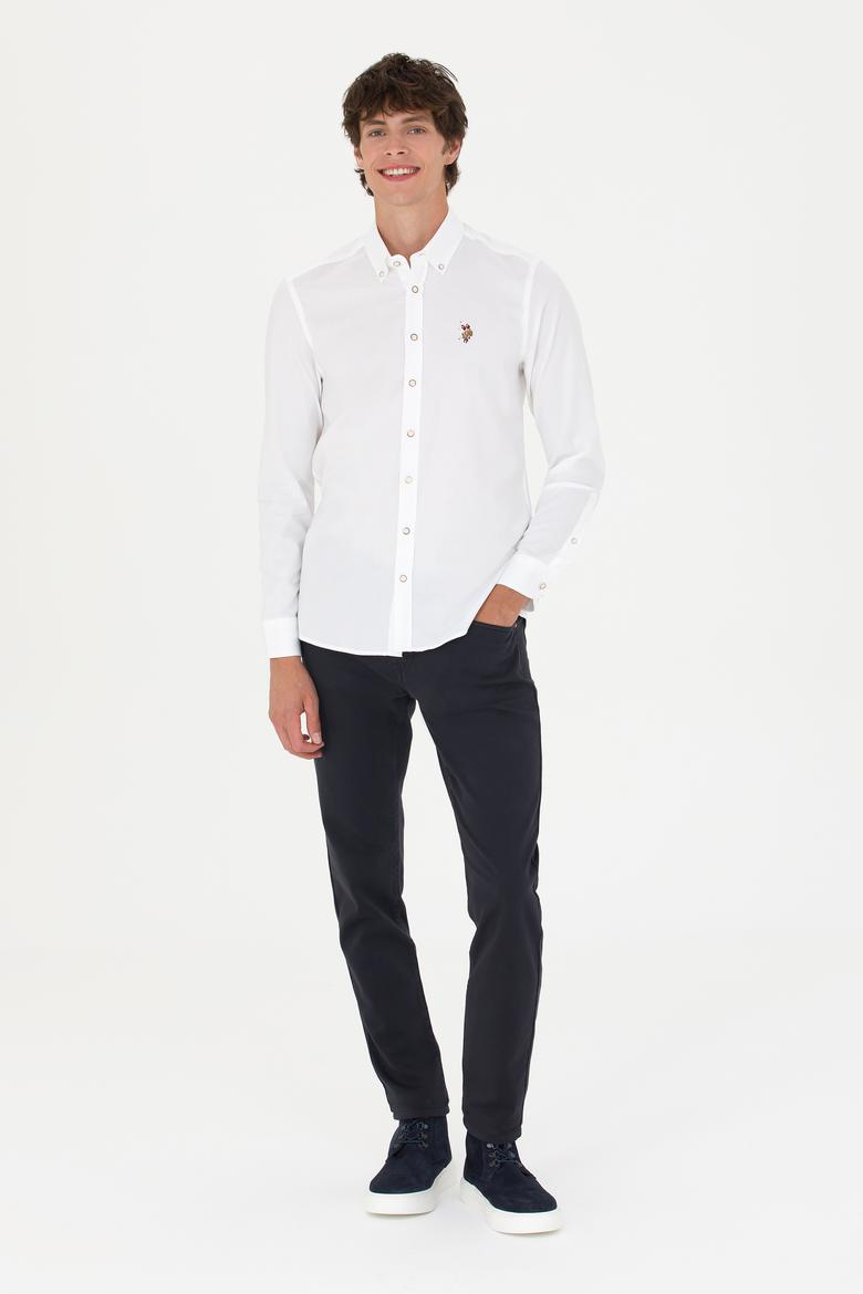 Erkek Beyaz Uzun Kollu Basic Gömlek - 50271276018